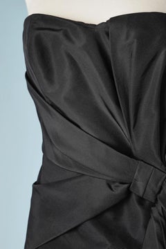 Black silk side drape evening gown Carolina Herrera New-York