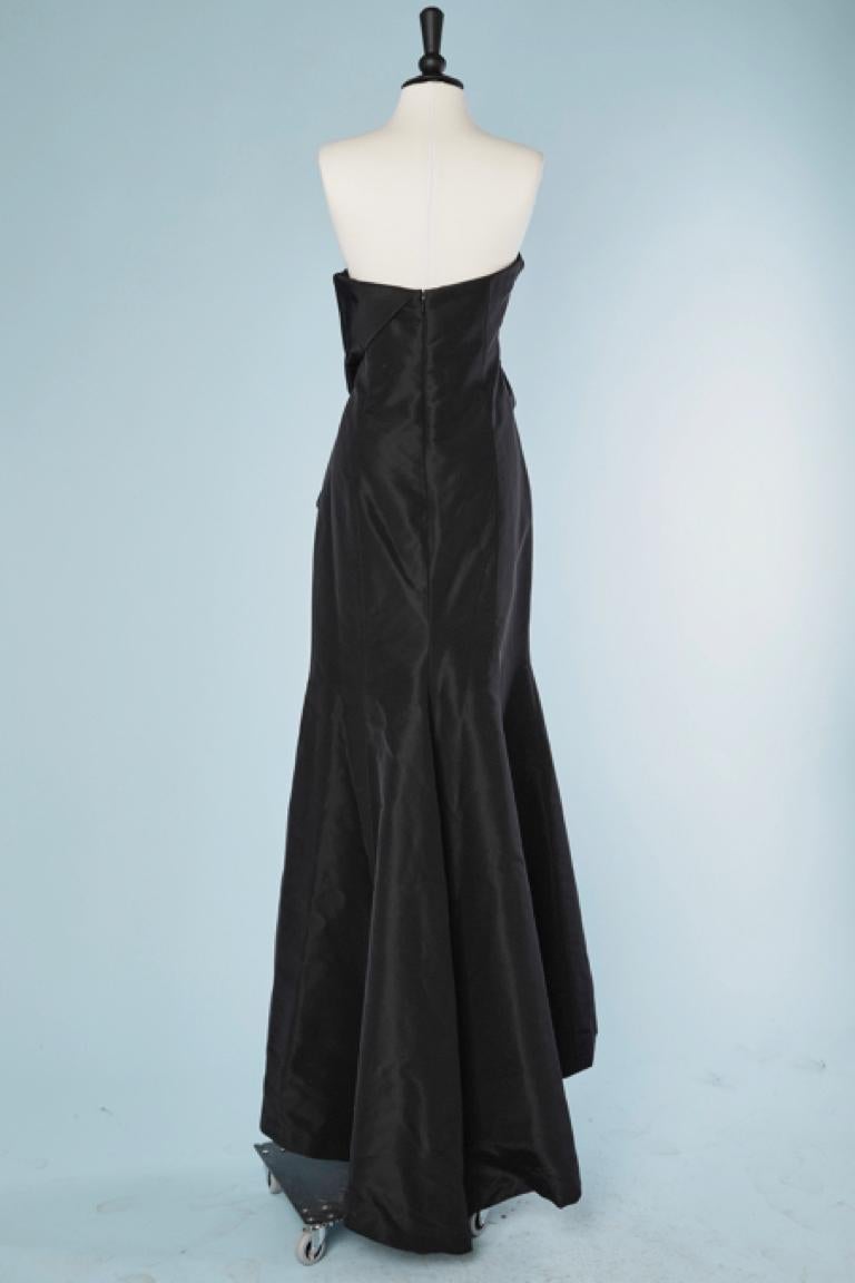 Women's Black silk side drape evening gown Carolina Herrera New-York  For Sale