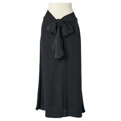 Black silk skirt with see-through opening and belt Nina Ricci 