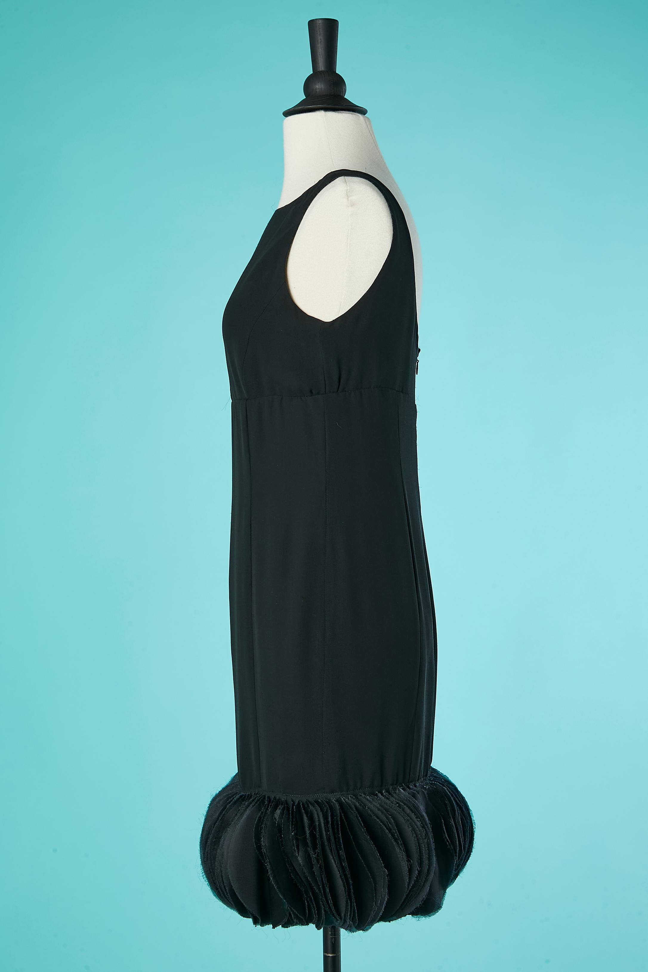 Women's Black silk sleeveless cocktail dress with organza petals edge Armani Collezioni For Sale