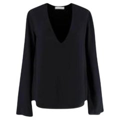 Black Silk V-Neck Blouse