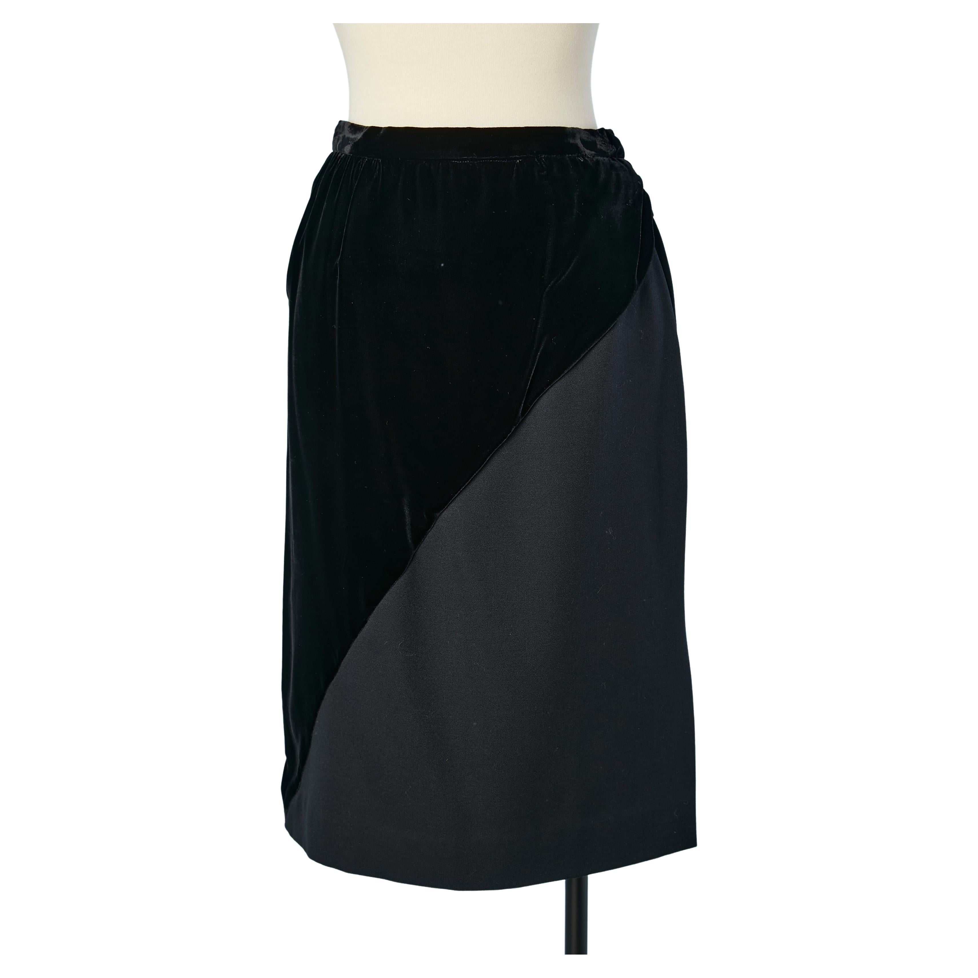Black silk velvet and wool pencil skirt Valentino Boutique  For Sale