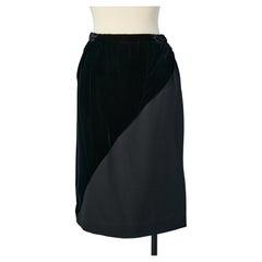 Retro Black silk velvet and wool pencil skirt Valentino Boutique 