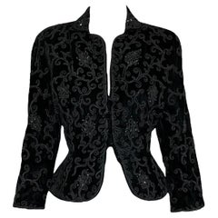 Schwarzer Blazer aus Seidensamt mit Soutache, 1940er Jahre