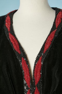 Black silk velvet evening jacket with "mouth" beads embroidery  Bianca Casadei