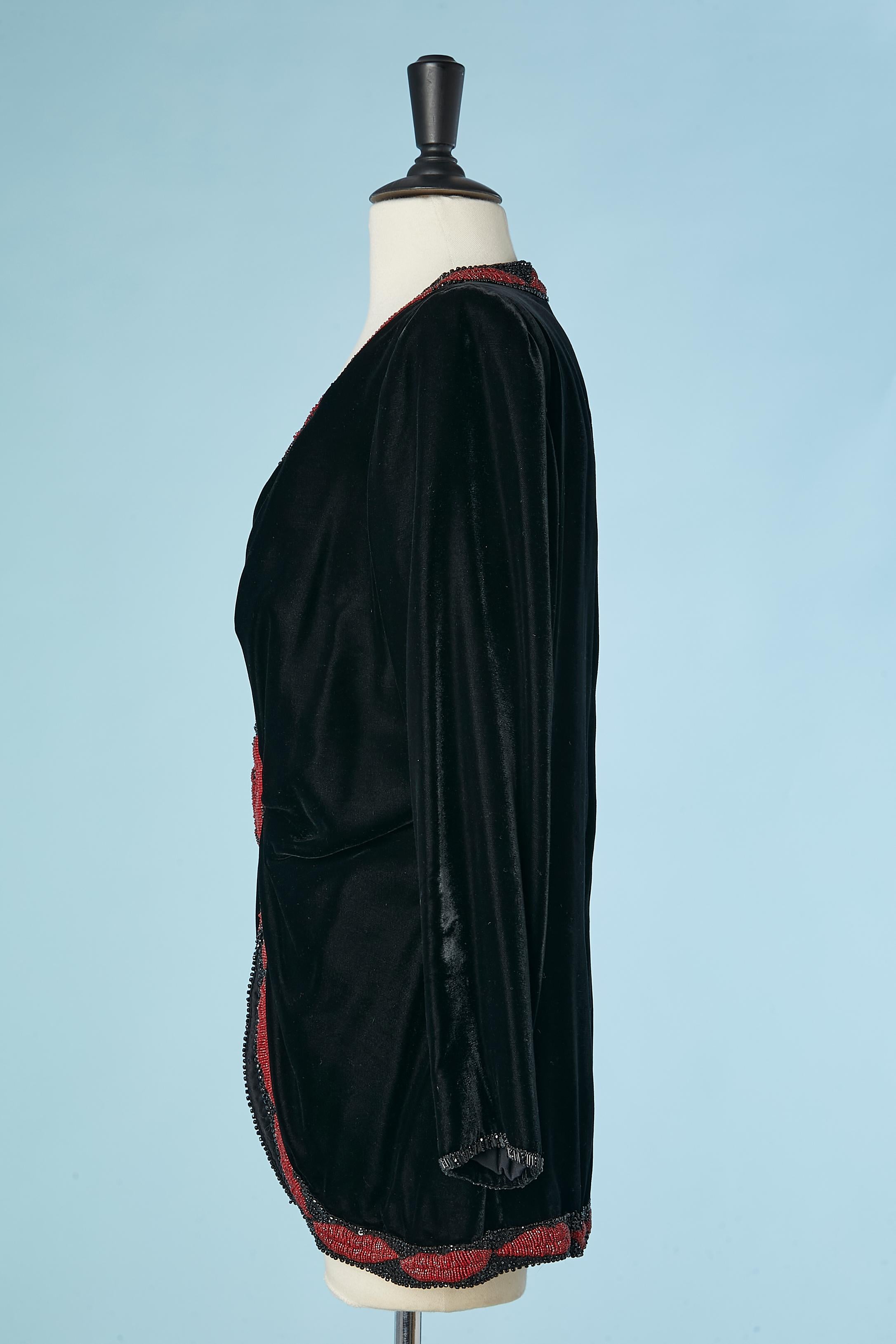 Women's Black silk velvet evening jacket with 
