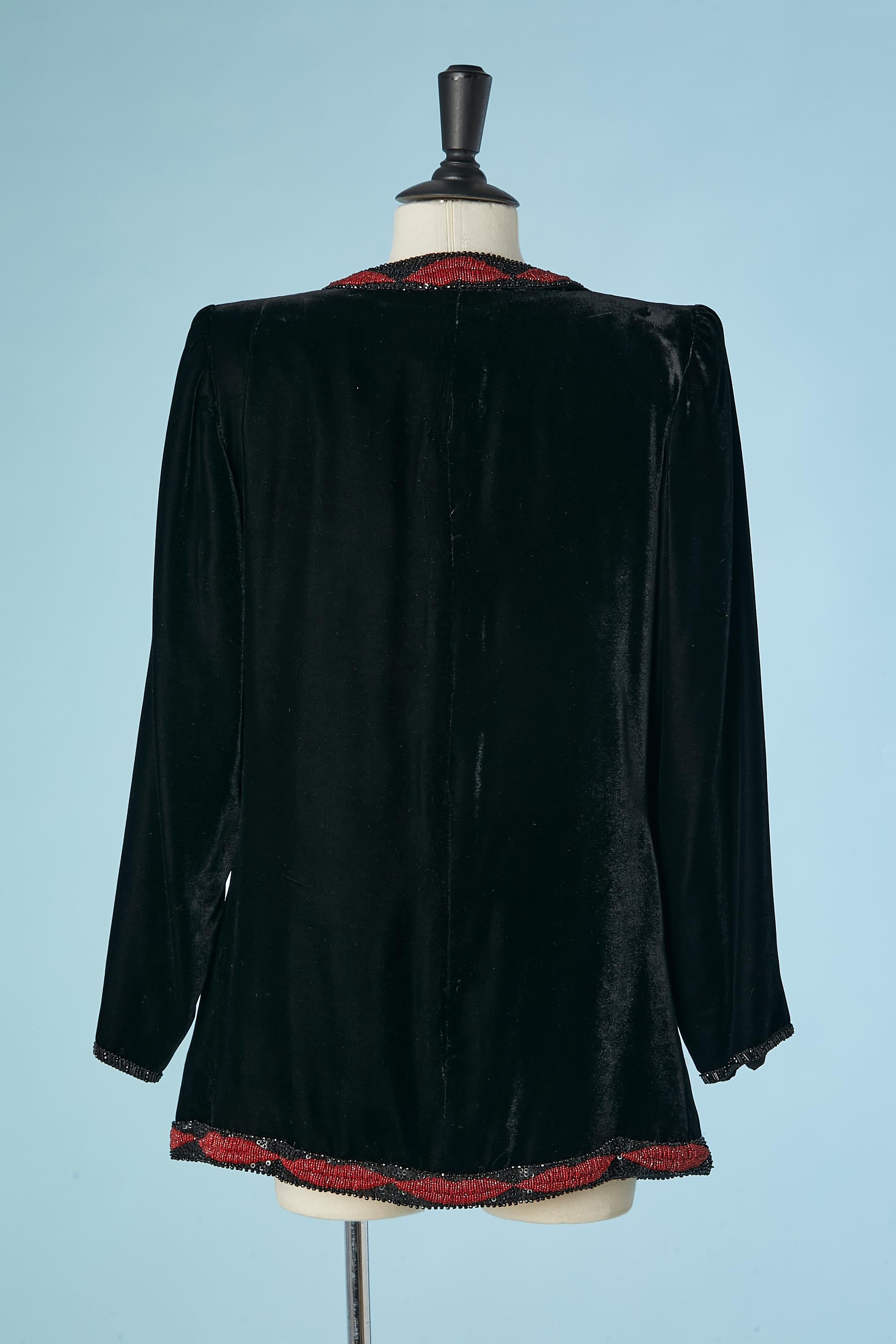 Black silk velvet evening jacket with 