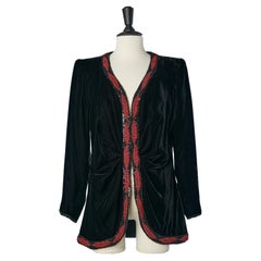 Black silk velvet evening jacket with "mouth" beads embroidery  Bianca Casadei 