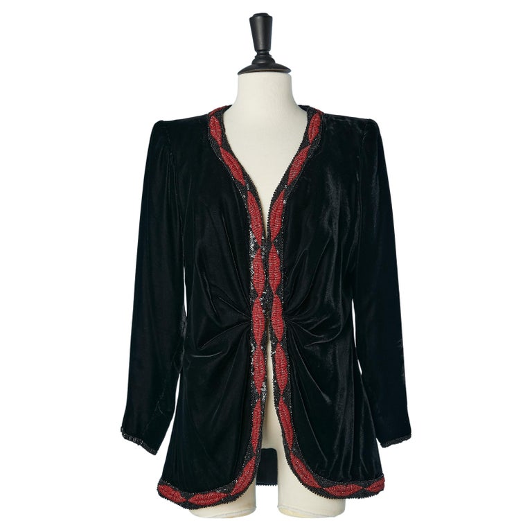 80's Aubergine Velvet Cropped Jacket by Casadei main image 1