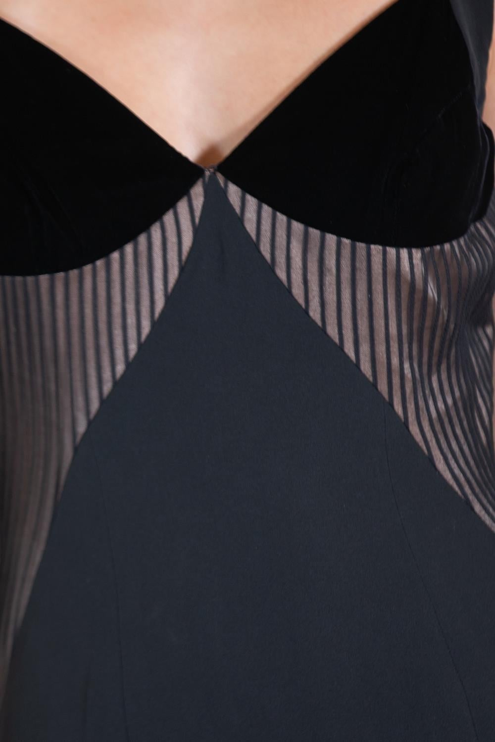 Black Silk Velvet Gown For Sale 7