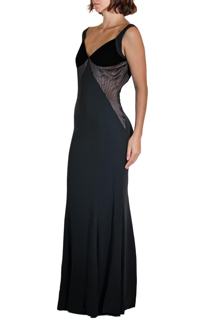 Black Silk Velvet Gown In Good Condition For Sale In New York, NY
