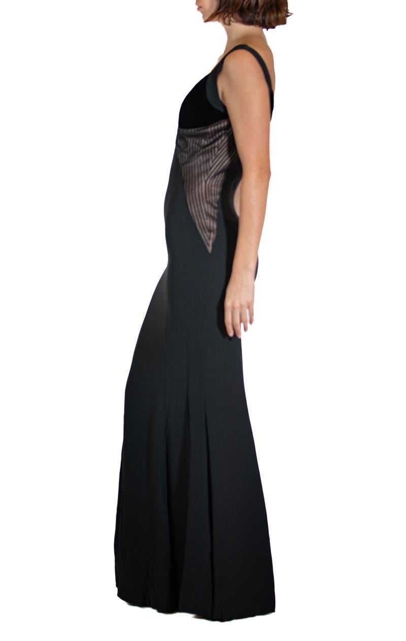 Women's Black Silk Velvet Gown For Sale