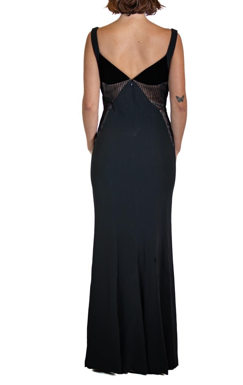 Black Silk Velvet Gown For Sale 2