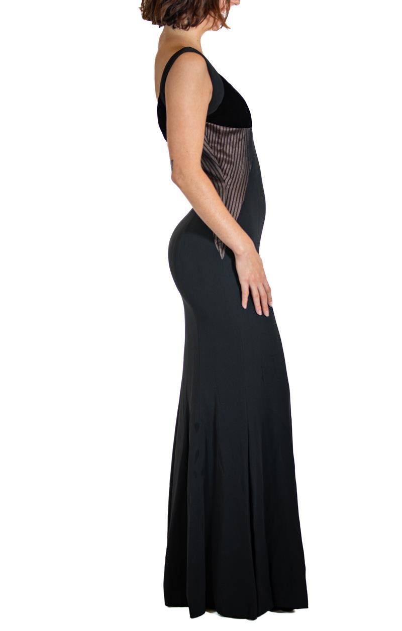 Black Silk Velvet Gown For Sale 4