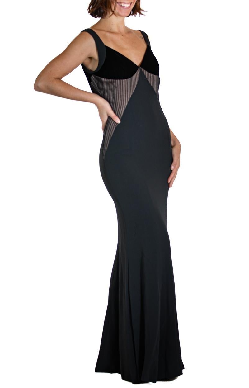 Black Silk Velvet Gown For Sale 5