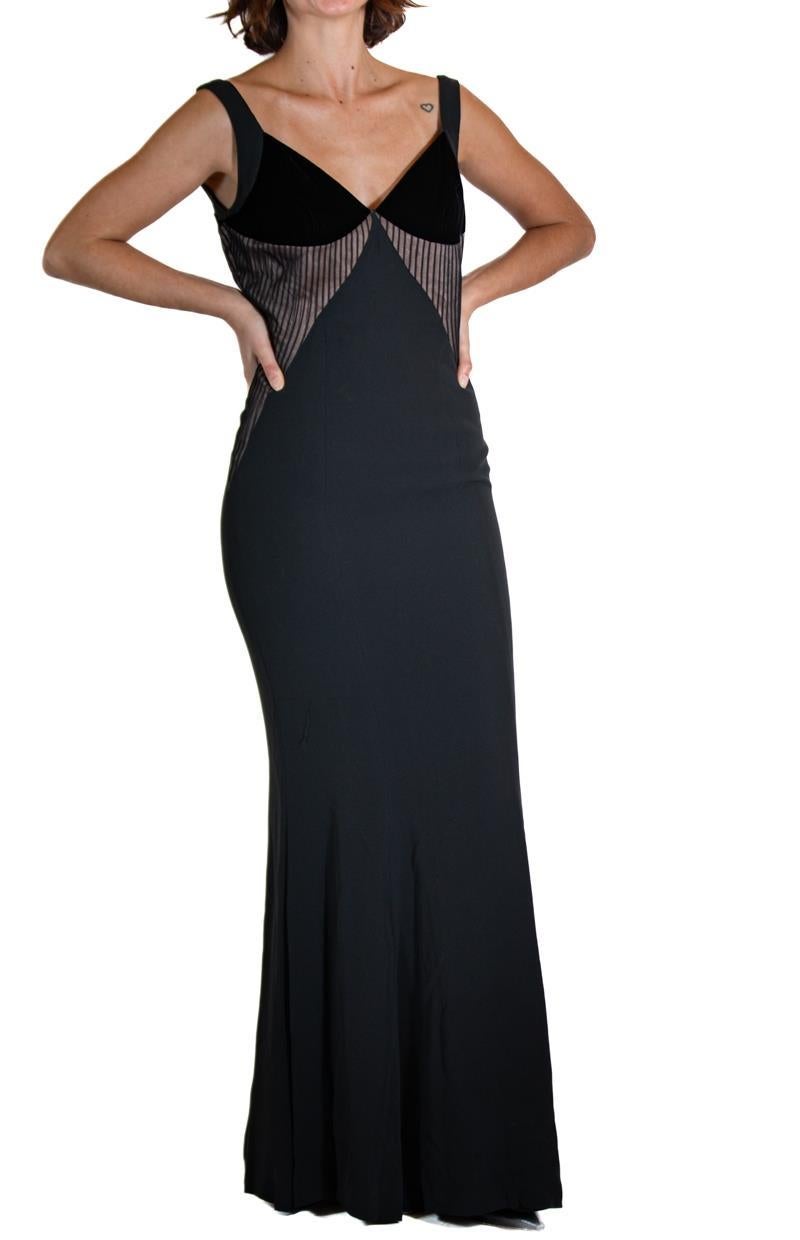 Black Silk Velvet Gown For Sale 6
