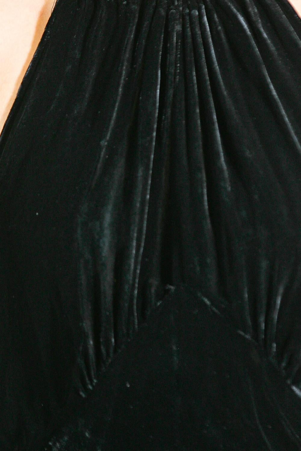 Black Silk Velvet Gown With Jacket For Sale 7