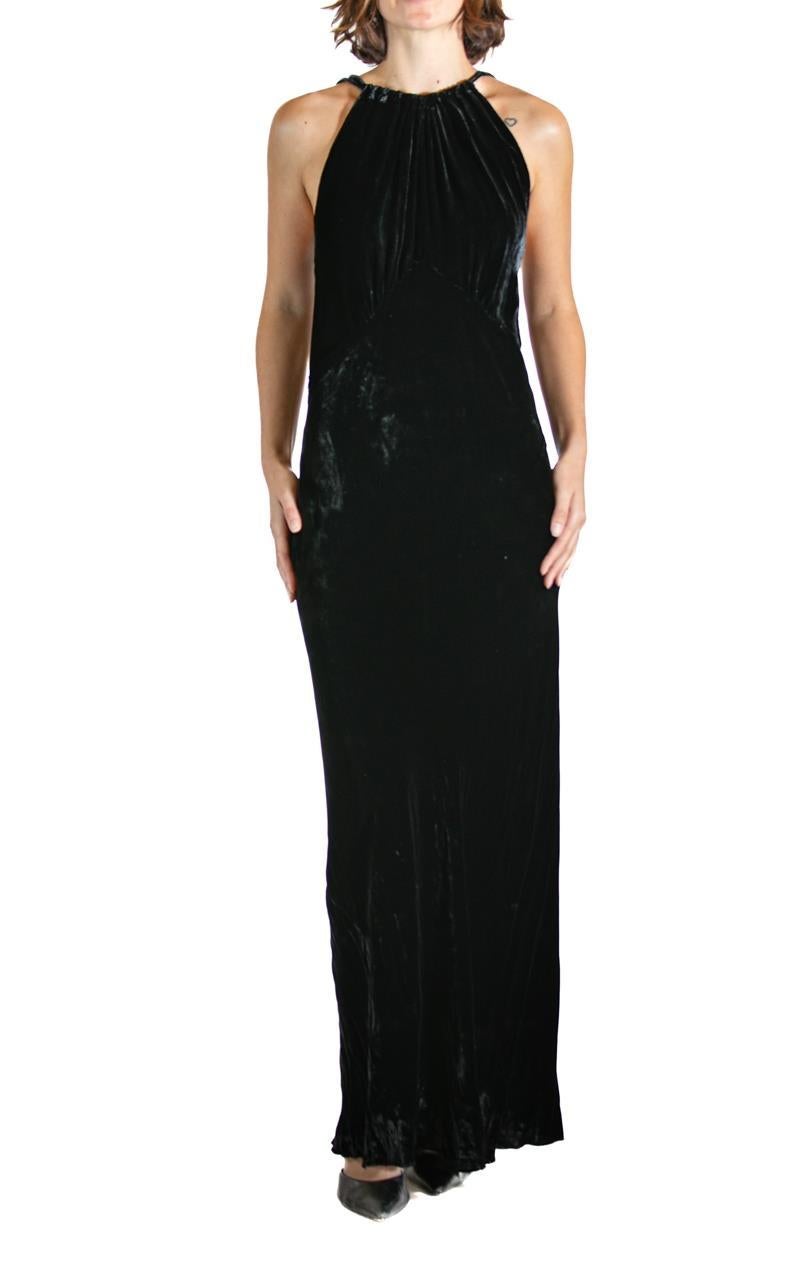 Women's Black Silk Velvet Gown With Jacket For Sale