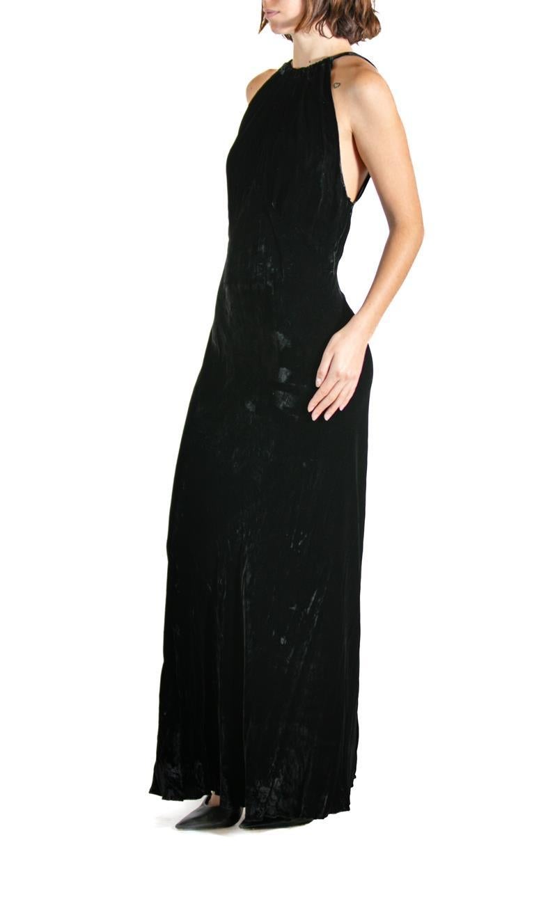 Black Silk Velvet Gown With Jacket For Sale 1