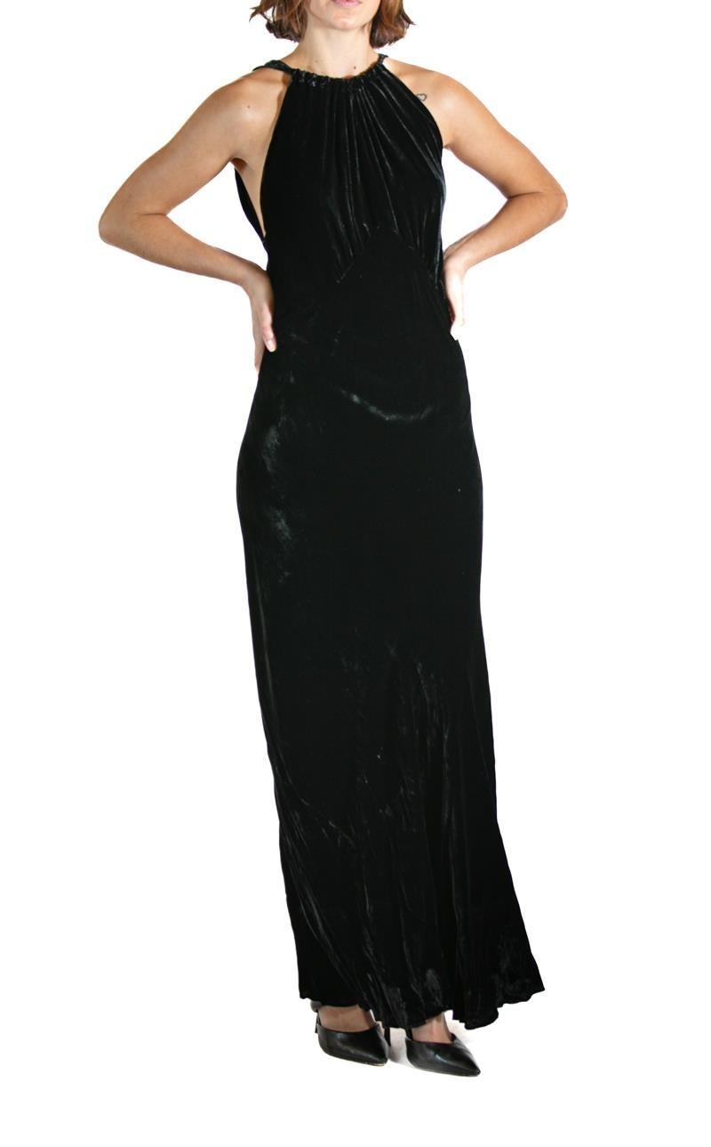Black Silk Velvet Gown With Jacket For Sale 3