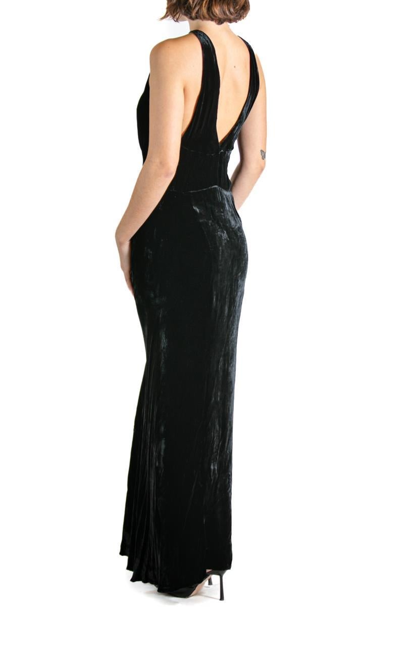 Black Silk Velvet Gown With Jacket For Sale 4