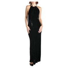 Vestido de terciopelo de seda negro con chaqueta