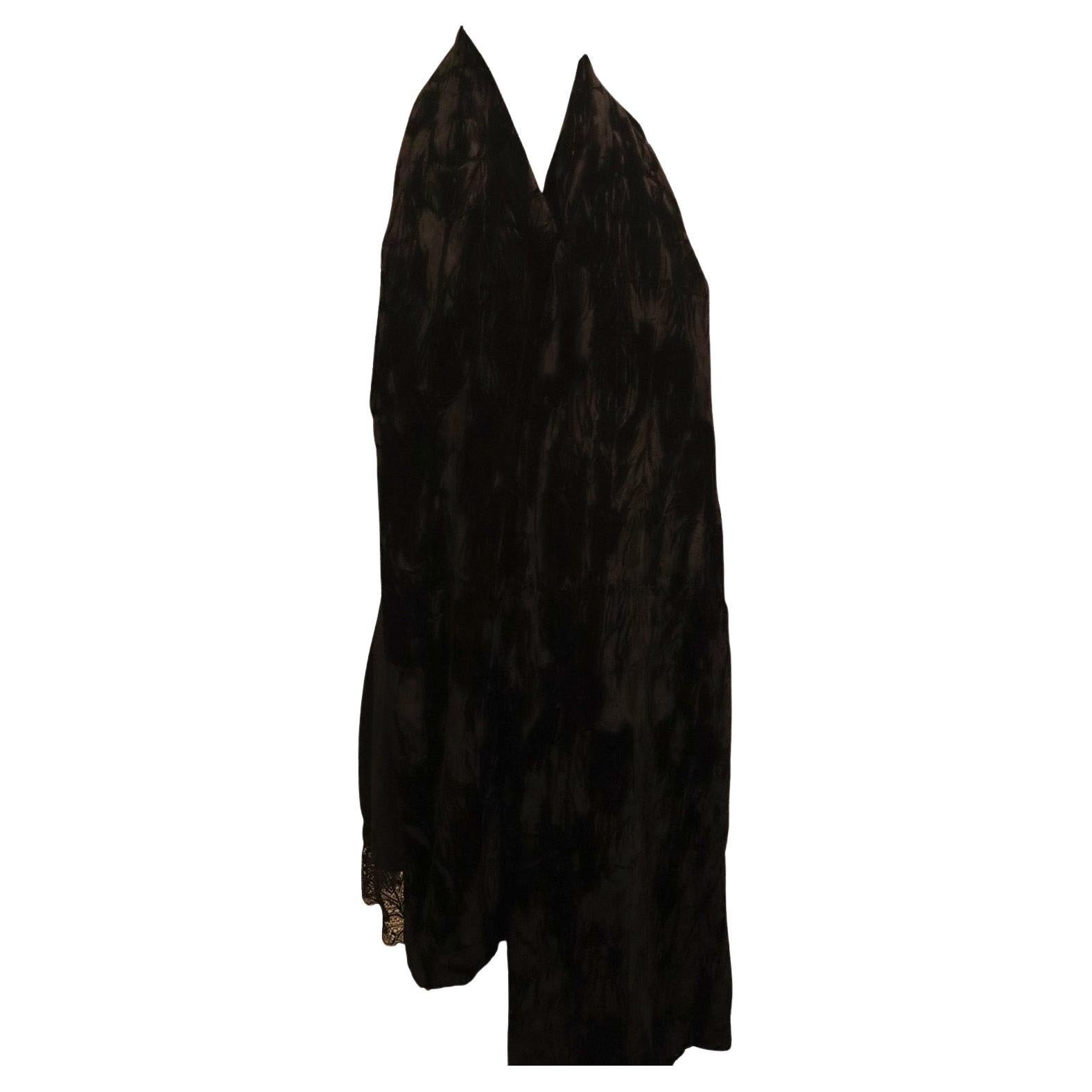 Black Silk Velvet Shawl For Sale