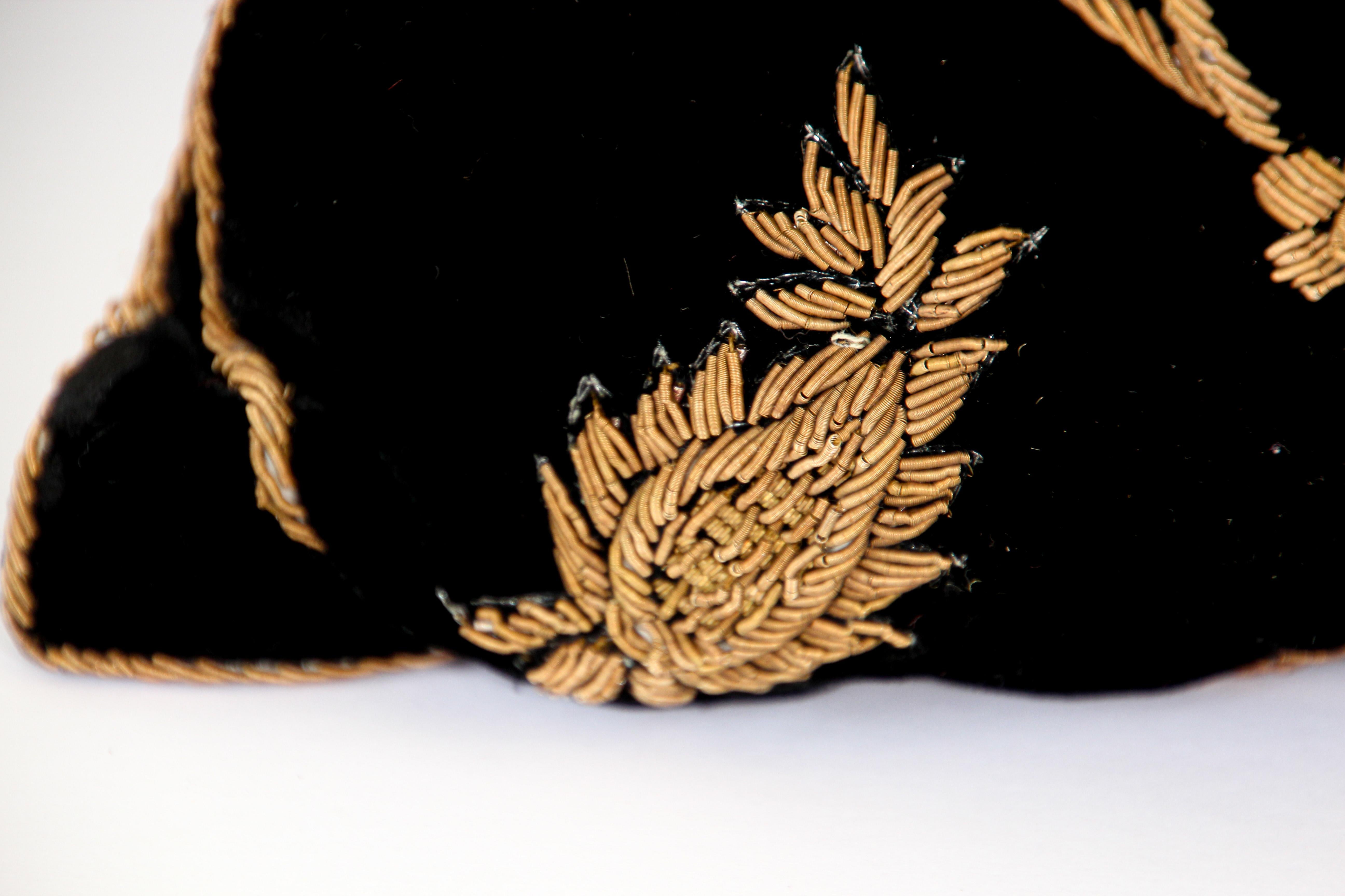 Black Silk Velvet Throw Pillow Embroidered with Gold Design 5