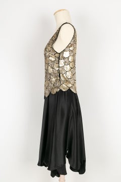 Black Silk with Gold Sequins Dress, 1930's