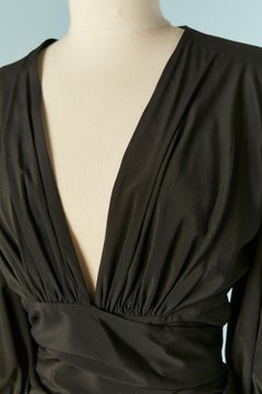 Black silk wrapped top with ballon sleeve ALEXANDRE VAUTHIER