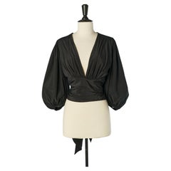 Black silk wrapped top with ballon sleeve ALEXANDRE VAUTHIER