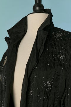 Black silk wrinkled coat with embroideries CHRISTIAN DIOR