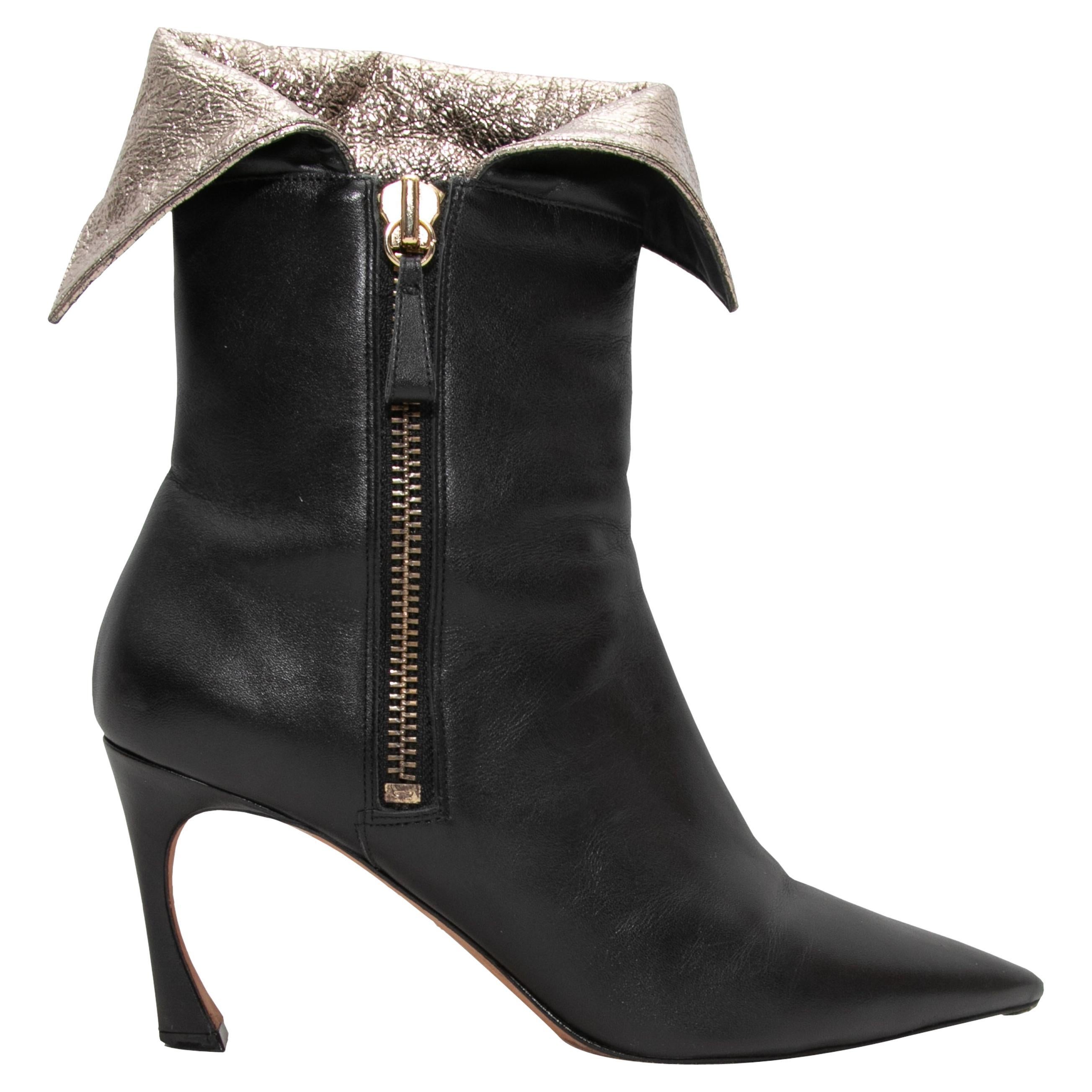 Botines de punta Alexandre Birman negros y plateados Talla 41
