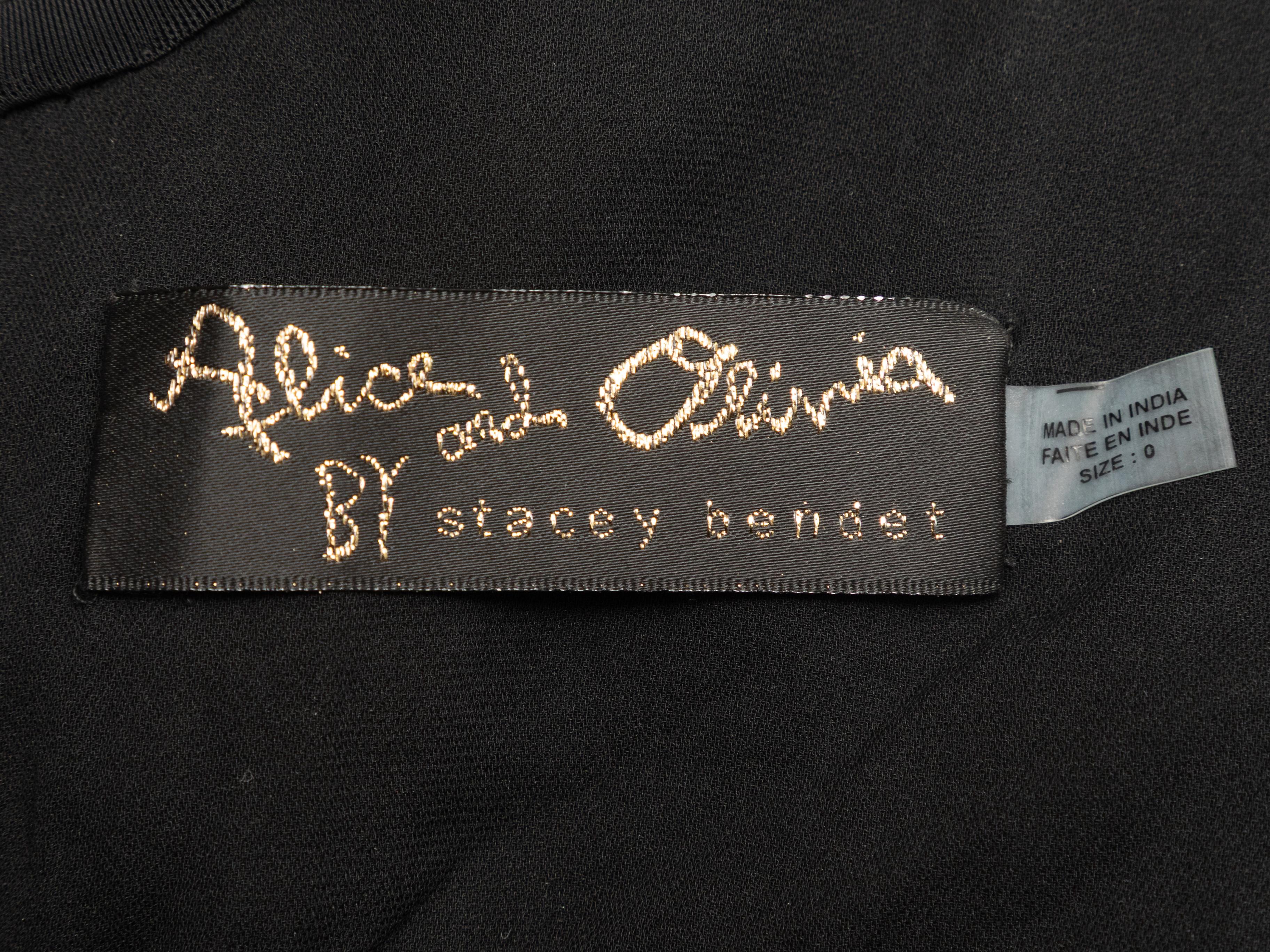 Schwarzes & silbernes Alice + Olivia Abendkleid mit Perlenverzierung Größe US 0 Damen im Angebot