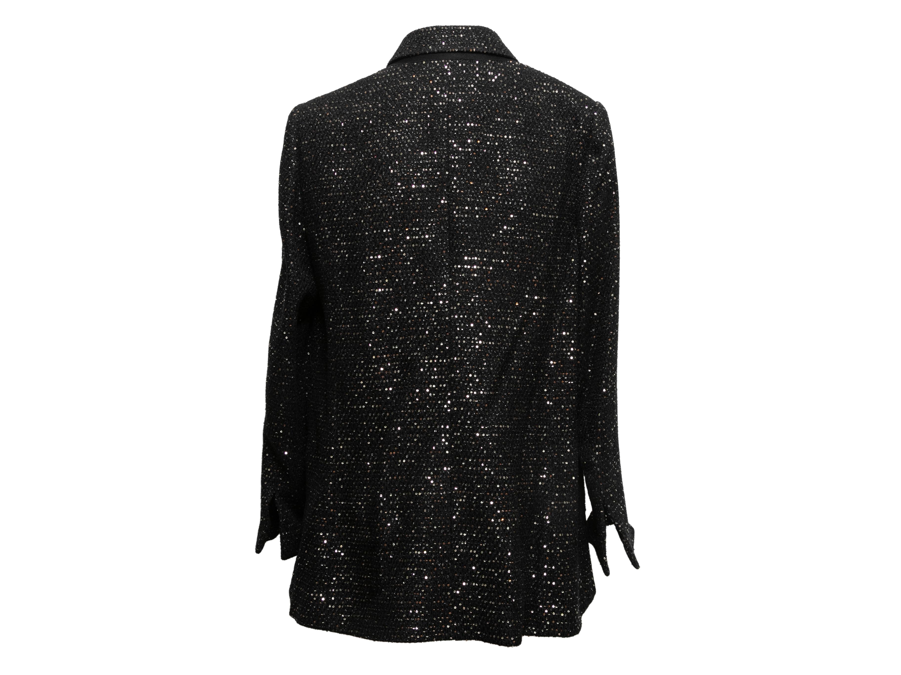 Black & Silver Chanel Cruise 2011 St. Tropez Tweed Blazer Size FR 48 In Good Condition For Sale In New York, NY