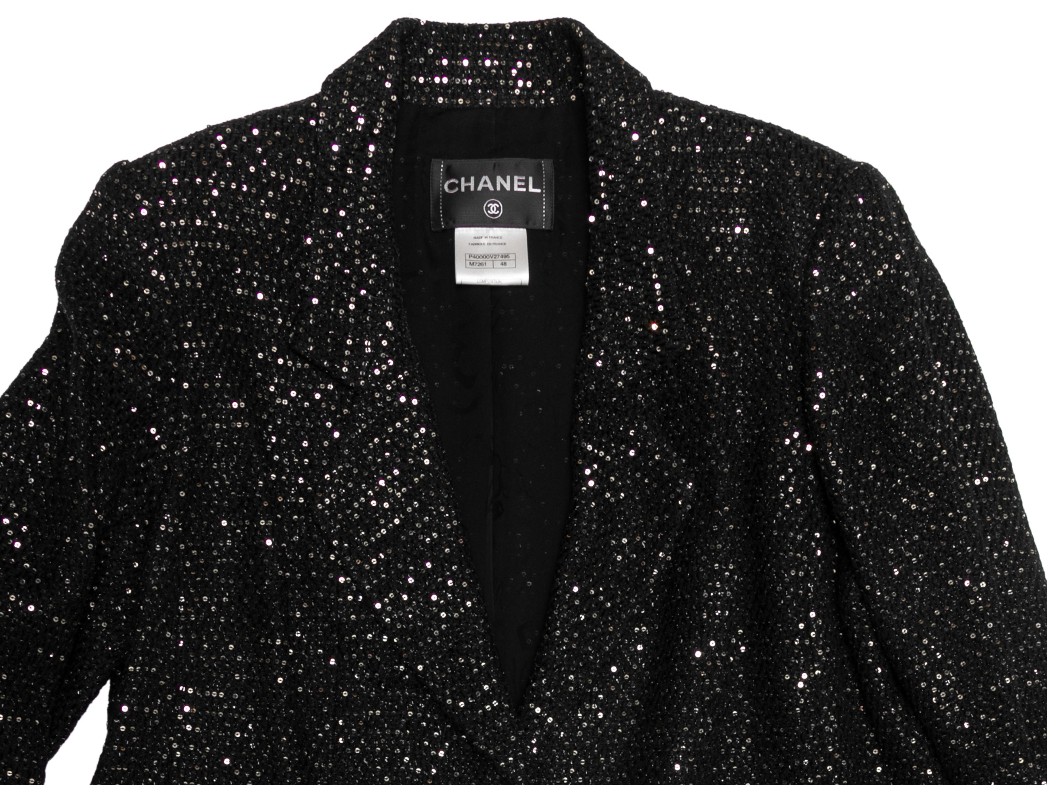 Blazer en tweed noir et argent Chanel Cruise 2011 St. Tropez Taille FR 48 Pour femmes en vente
