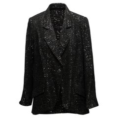 Black & Silver Chanel Cruise 2011 St. Tropez Tweed Blazer Size FR 48