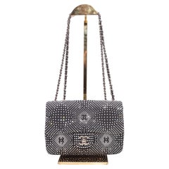 Black & Silver Chanel Strass-Embellished Shoulder Bag