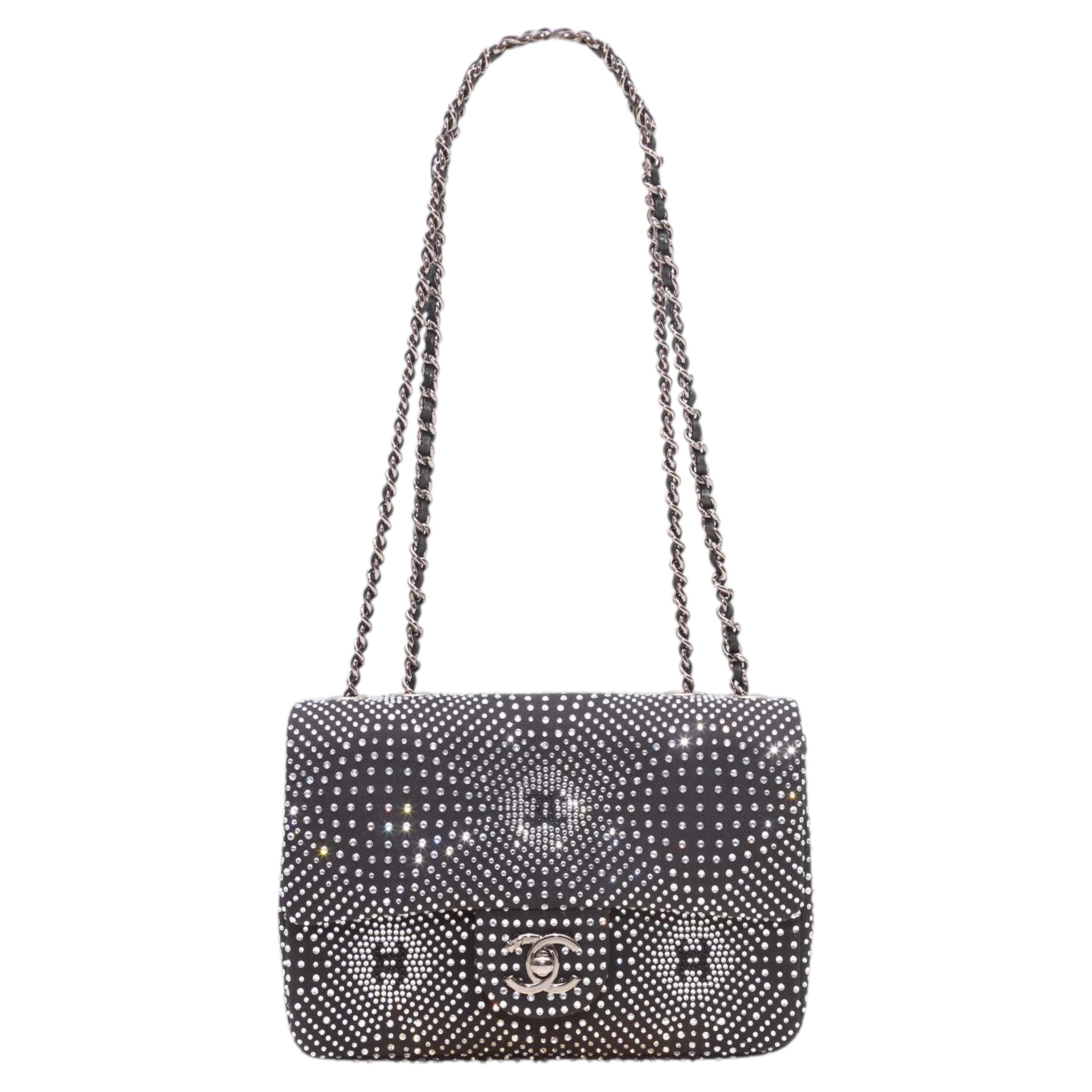 Black & Silver Chanel Strass-Embellished Shoulder Bag