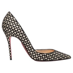 Black & Silver Christian Louboutin Pointed-Toe Patterned Pumps Size 38.5