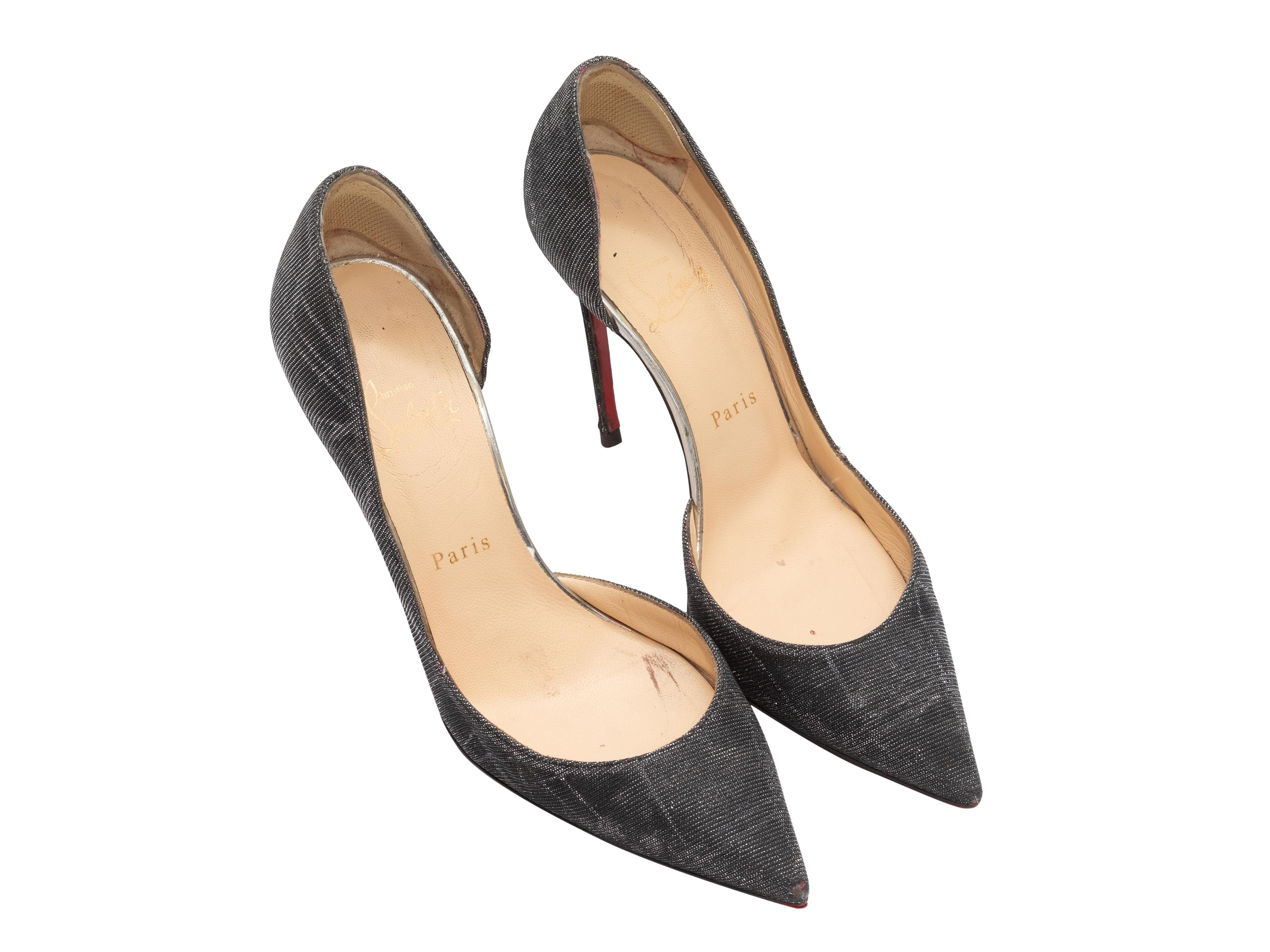 Black and silver metallic pointed-toe heels by Christian Louboutin. 3