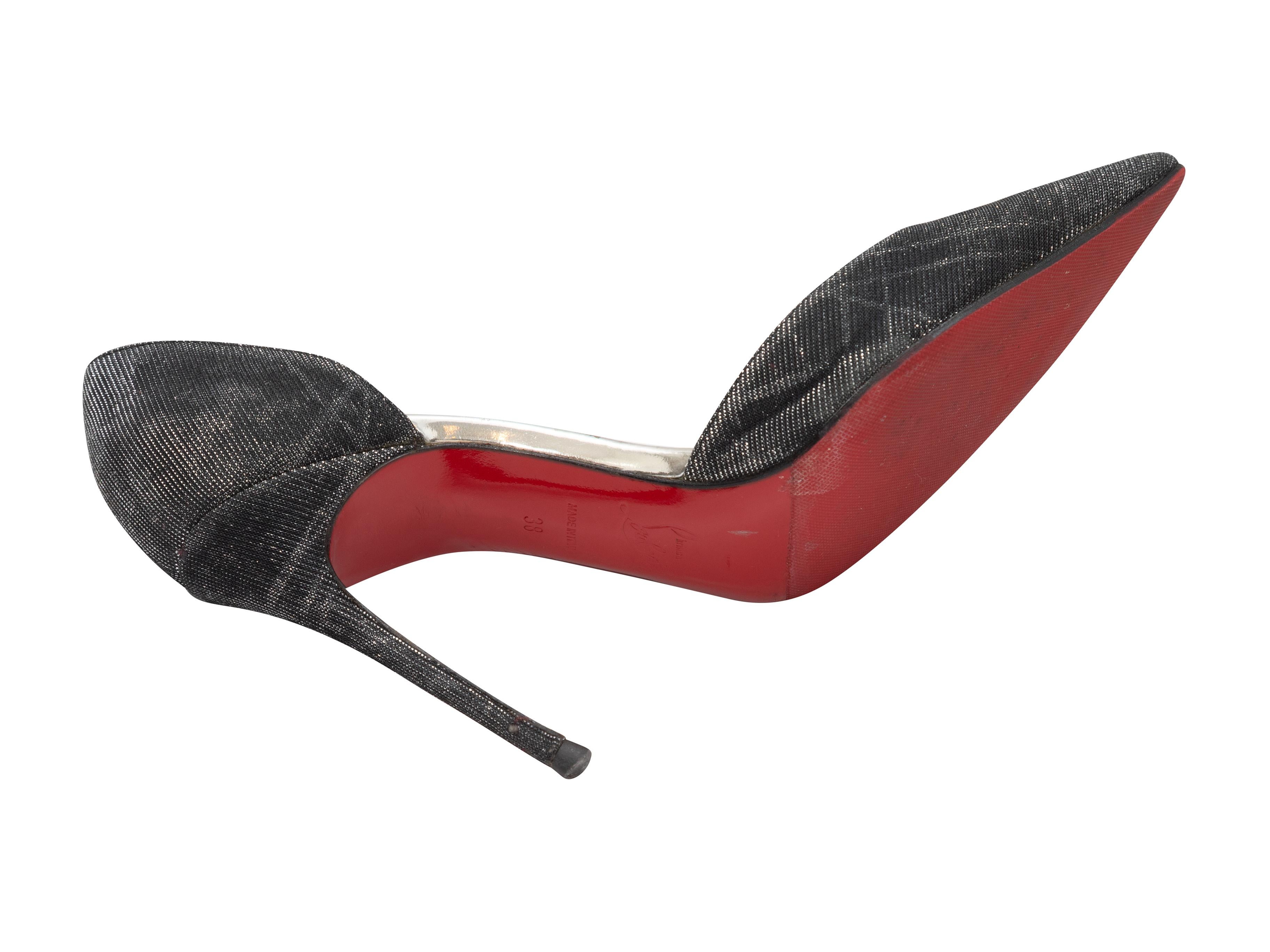 Black & Silver Christian Louboutin Pointed-Toe Pumps size 38 1