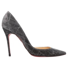 Black & Silver Christian Louboutin Pointed-Toe Pumps size 38