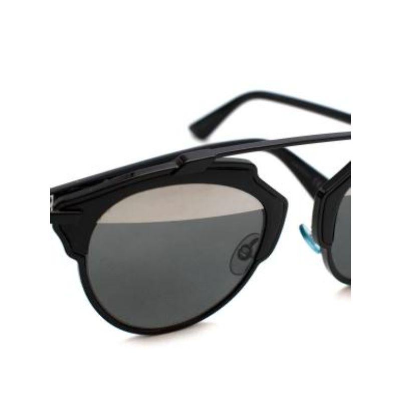 Black & Silver DiorSoReal Sunglasses For Sale 1