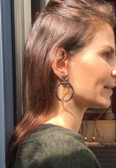 Unique Piece Rossella Ugolini Dragonfly Old Mine Old Cut Diamonds Hoops Earrings