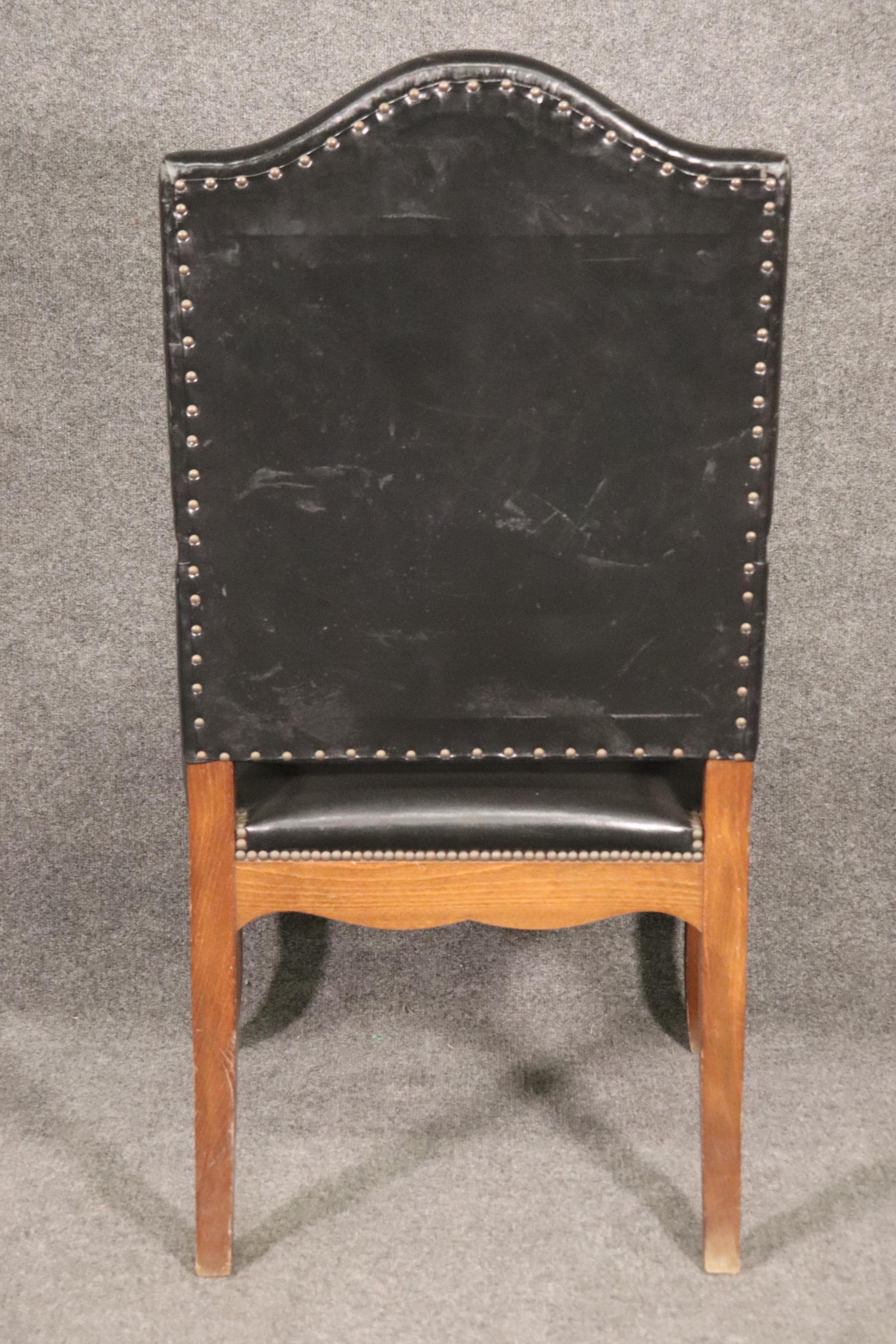 Walnut Black Silver Leaf Embossed Leather French Louis XV Style Desk Armchair 