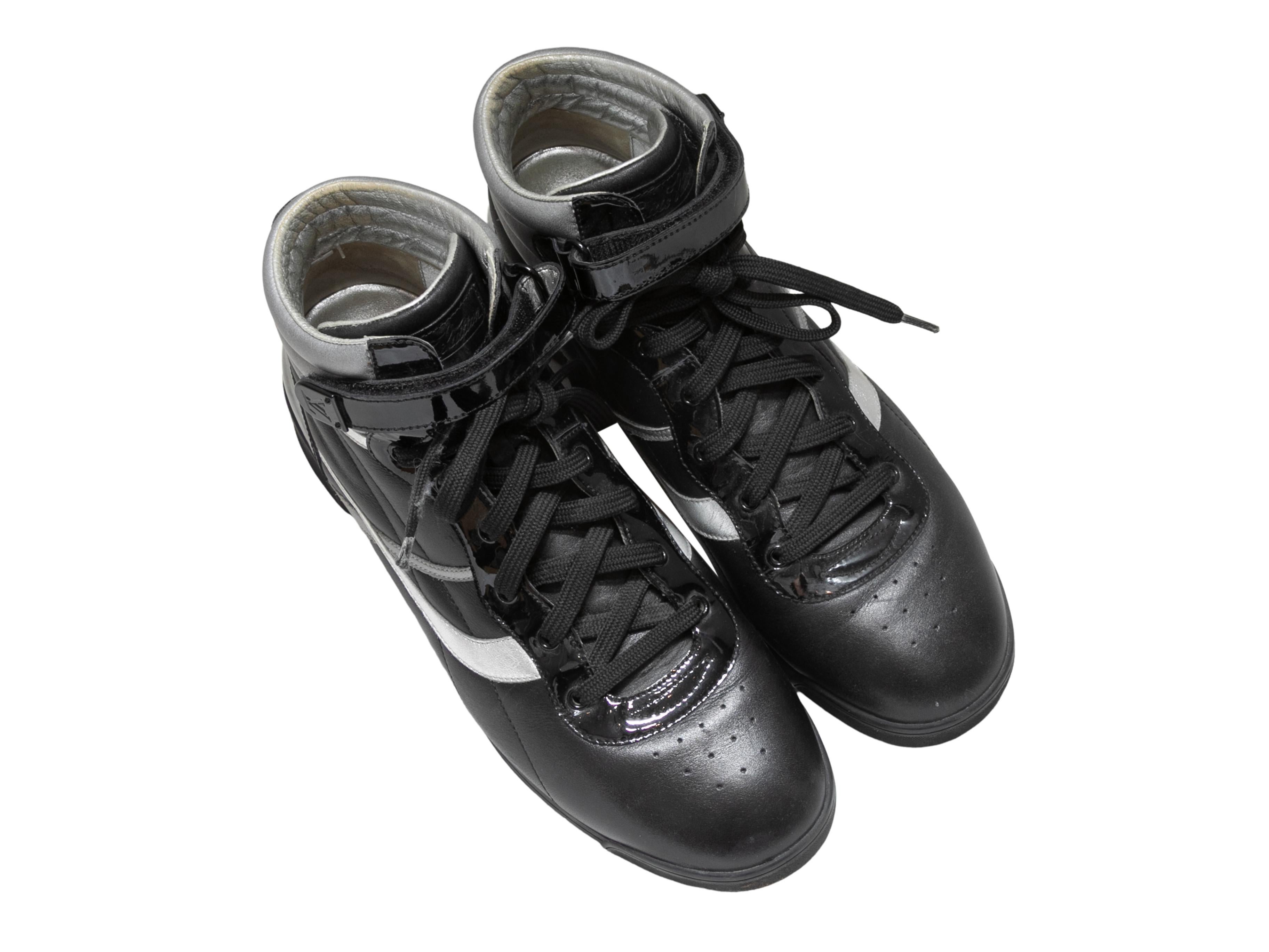 Black & Silver Louis Vuitton High-Top Sneakers Size 37 In Good Condition In New York, NY