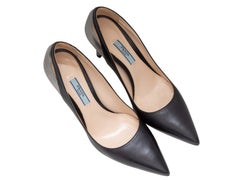 Black & Silver Prada Pointed-Toe Cutout Pumps