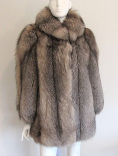 Black & Silver Tipped Fox Fur Coat Stunning