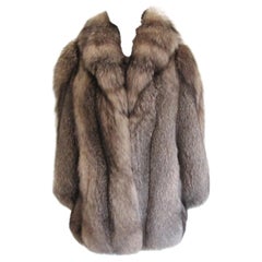 Black & Silver Tipped Fox Fur Coat Stunning 